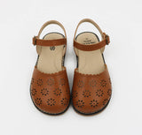 Brown Leather flower Sandals